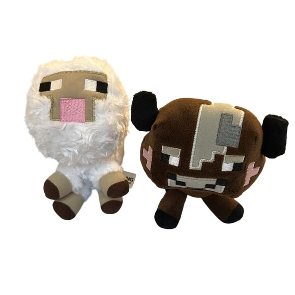 Minecraft Baby Cow And Baby Sheep Plush Set By Mojang 5 Inch Official Game Chara - Picture 1 of 4
